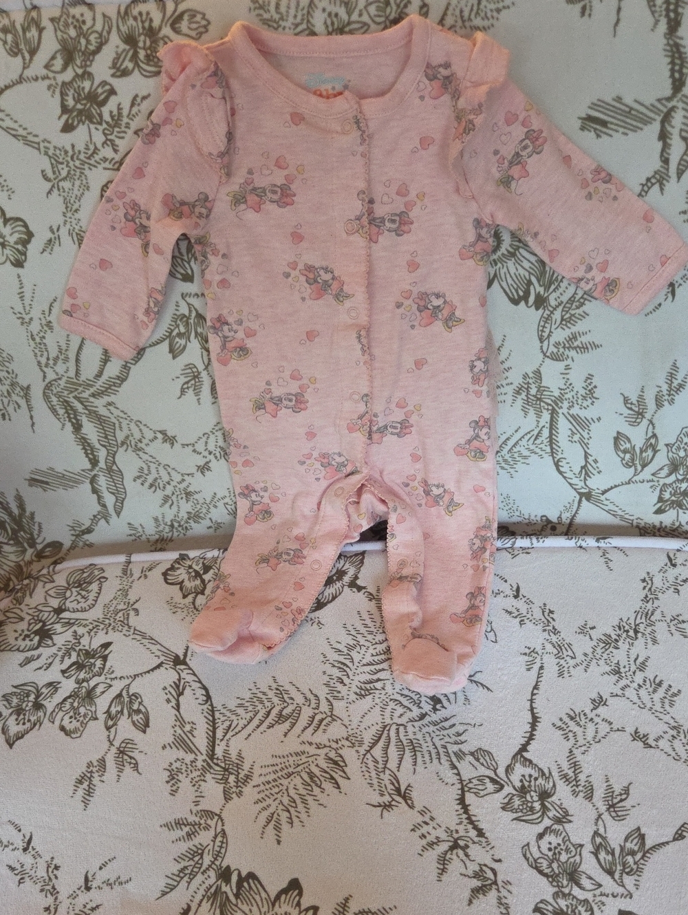 Disney Pink Floral Heart Footed One-Piece